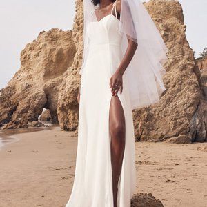 Lulu's Everlasting Endearment White Tie-Strap Maxi Dress